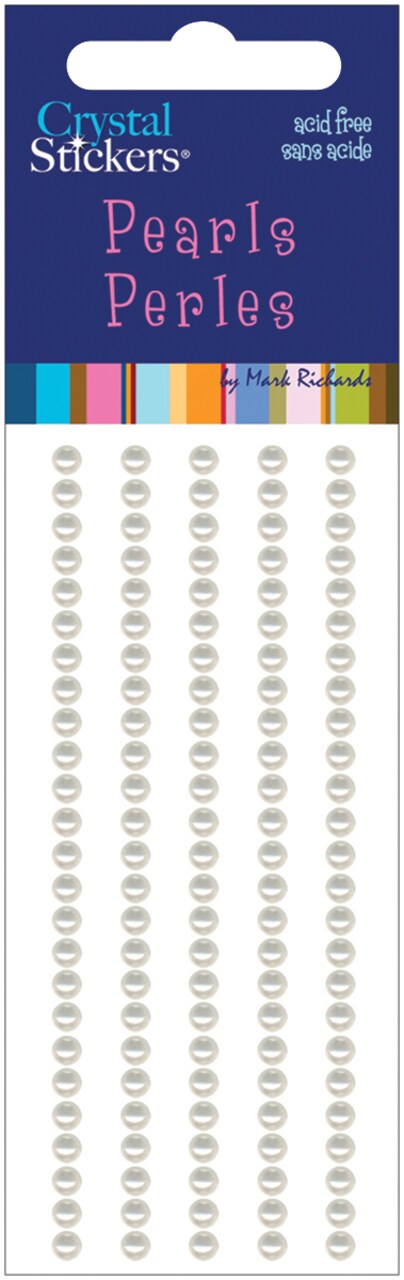 Mark Richards Crystal Stickers Pearls 3mm Round 125/Pkg-Natural